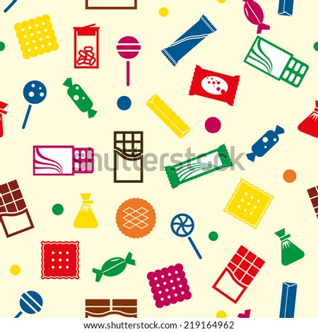 Vector seamless pattern with different kind of sweets