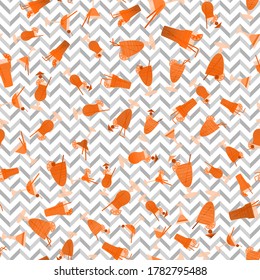 Vector seamless pattern with different monochrome cocktails on a geometric background.