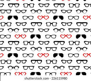 Vector seamless pattern with different shapes glasses