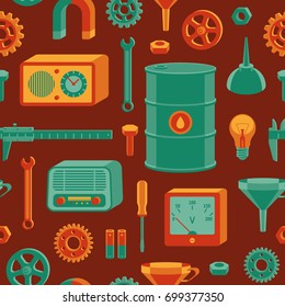 Vector seamless pattern with different tools.