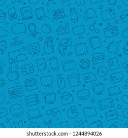 Vector seamless pattern of different web icons set