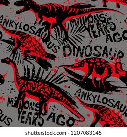 Vector seamless pattern with dino. For for kids fabric, textile