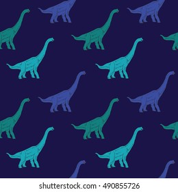 Vector seamless pattern with dinosaur