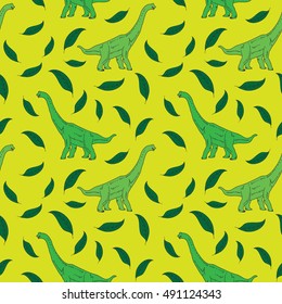 Vector seamless pattern with dinosaur