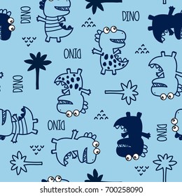 vector seamless pattern with dinosaur