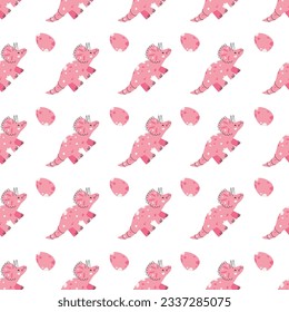 Vector seamless pattern with dinosaur and egg
