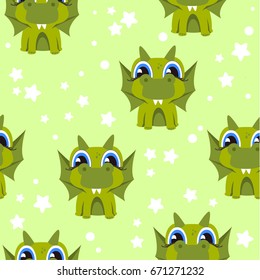 vector seamless pattern with dinosaur. Funny background for printing on the packaging paper, books, textile and children's stuff
