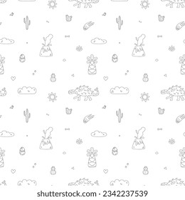 Vector seamless pattern with dinosaur in nature 