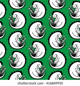 Vector seamless pattern with dinosaurs