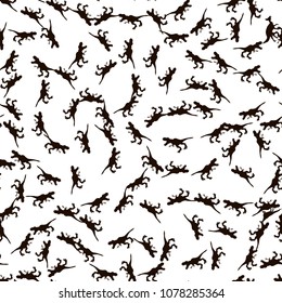 Vector seamless  pattern. Dinosaurs. T-REX,  Tyrannosaur, Velociraptor, Triceratops, Brontosaurus, Parasaurolophus, Stegosaurus, Pteranodon. 