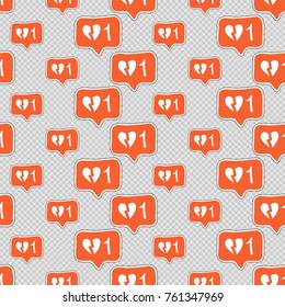 Vector seamless pattern with dislike. Hand drawn cute and funny fashion illustration patches or stickers kit. Modern doodle pop art sketch badges and pins
