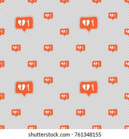 Vector seamless pattern with dislike. Hand drawn cute and funny fashion illustration patches or stickers kit. Modern doodle pop art sketch badges and pins