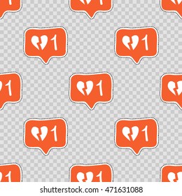 Vector seamless pattern with dislike. Modern doodle pop art background formed badges, stickers or pins.