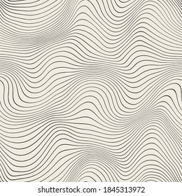 Vector seamless pattern. Distorted abstract texture. Wavy linear background.
Contemporary digital optical art. Monochrome optic illusion of distortion.