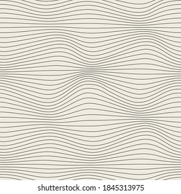 Vector seamless pattern. Distorted abstract texture. Wavy linear background.
Contemporary digital optical art. Monochrome optic illusion of distortion.