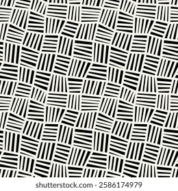 Vector seamless pattern. Distorted abstract texture. Square monochrome background. Contemporary digital simple hand drawn art.