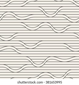 Vector seamless pattern. Distorted abstract texture. Wavy linear background. Geometric striped design.