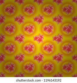 Vector seamless pattern with ditsy plumeria flowers in pink, orange and yellow colors. Watercolor floral background. Textile print for bed linen, jacket, package design, fabric and fashion concepts.
