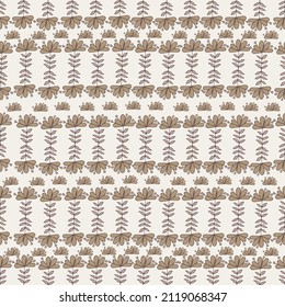 The vector seamless pattern with doddle elements flowers on a very light shade of brown background. Spring and Summer seasons. For the design of textiles, paper, notebooks, print