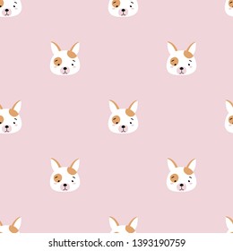 Vector seamless pattern with dog faces. Baby cute minimalist nursery print. Hand drawn illustration.