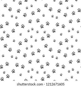 Vector seamless pattern with dog footprints. Dogs paw track. Seamless pattern pets paws