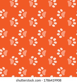 Vector seamless pattern with dog footprints. Can be used for wallpaper,fabric, web page background, surface textures.
