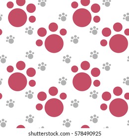 Vector seamless pattern with dog footprints. Can be used for wallpaper, web page background, surface textures.