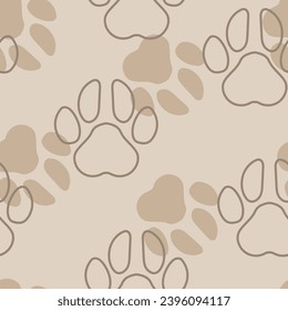 Vector seamless pattern with dog paw prints. For printing, packaging, banner, wallpaper, textiles