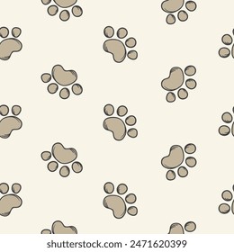 Vector seamless pattern with dog paw print. Background for advertising veterinary services, pet store, animal protection