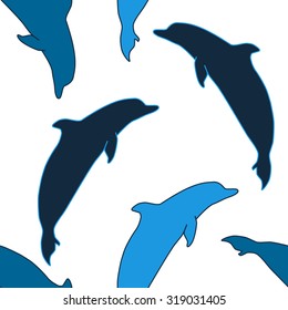 Vector seamless pattern with dolphins