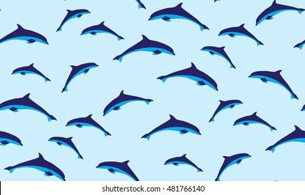 Vector seamless pattern of dolphins