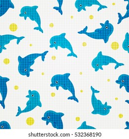 vector seamless pattern with dolphins