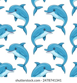 Vector seamless pattern with dolphins. Summer print.
