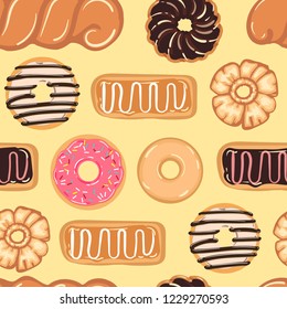 Vector Seamless Pattern of Donuts