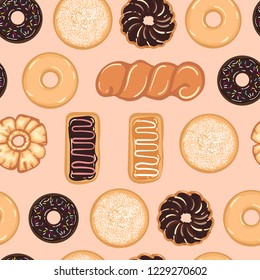 Vector Seamless Pattern of Donuts