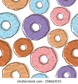 Vector seamless pattern with donuts