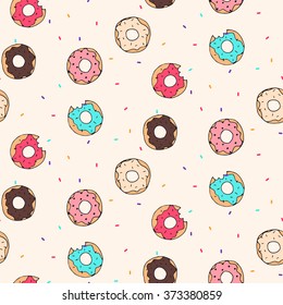 Vector seamless pattern with donuts