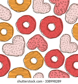 Vector seamless pattern with donuts and cookies