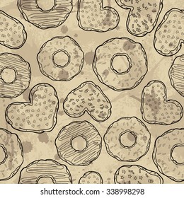 Vector seamless pattern with donuts and cookies
