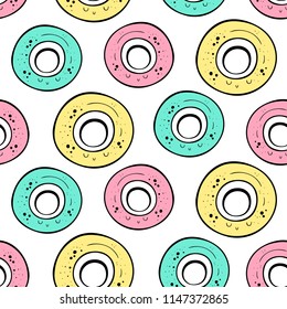 Vector seamless pattern with donuts. Scandinavian motives. Baby print.