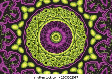 Vector seamless pattern doodle art mandala ethnic design with colorful ornaments background