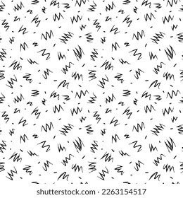 Vector seamless pattern with doodle broken lines and dashes, imitation of a charcoal pencil. Template for printing, packaging. textiles, wallpaper, design