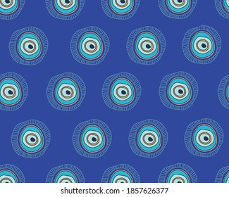 Vector seamless pattern with doodle drawing evil eye. Magic, witchcraft, occult symbol, line art collection. Hamsa eye, magical eye, decor element. Good for Fabric, textile, giftware, wallpaper.