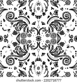 Patrón vectorial sin fisuras de un doodle de elementos florales. 