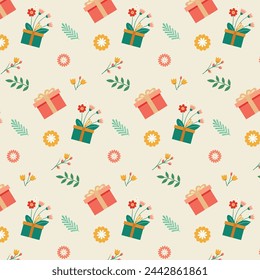 Vector Seamless pattern with doodle flowers. Kids background. Childhood Endless wallpaper