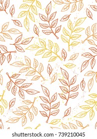 vector seamless pattern from doodle hand drawn autumn leaves.