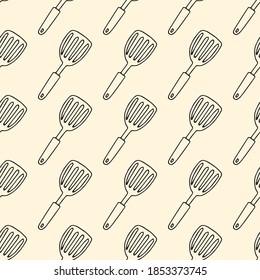 Vector seamless pattern with doodle kitchen accessories
