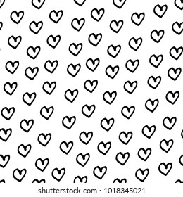 Vector Seamless Pattern with Doodle Scribble messy grungy hearts. Backdrop for Boys Girls textiles wrapping paper. Ink love background. Bright Images