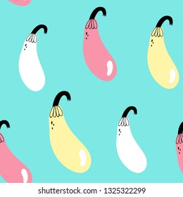 Vector seamless pattern in Doodle style. Eggplants. Vegetable background. eps 10