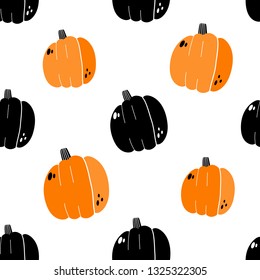 Vector seamless pattern in Doodle style. Pumpkins. Vegetable background. eps 10